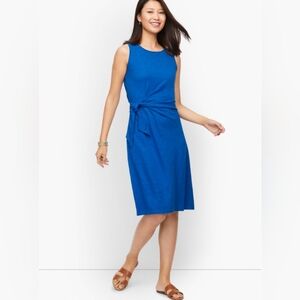 TALBOTS Tie Side Cotton Slub Knit Cotton Dusty Blue | XL